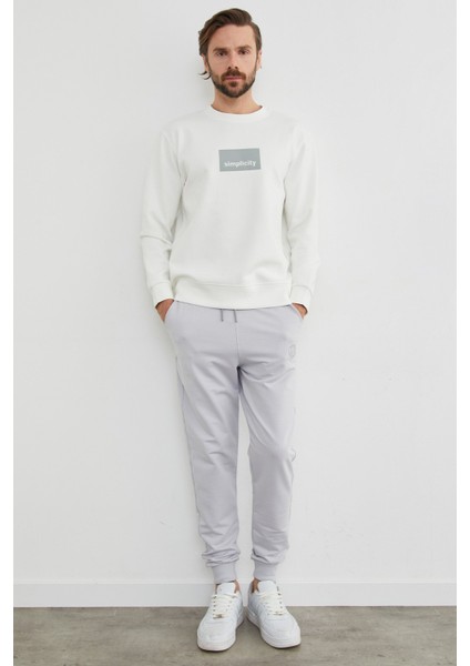 Simplicity Yazı Baskılı Bisiklet Yaka Sweatshirt modelleri