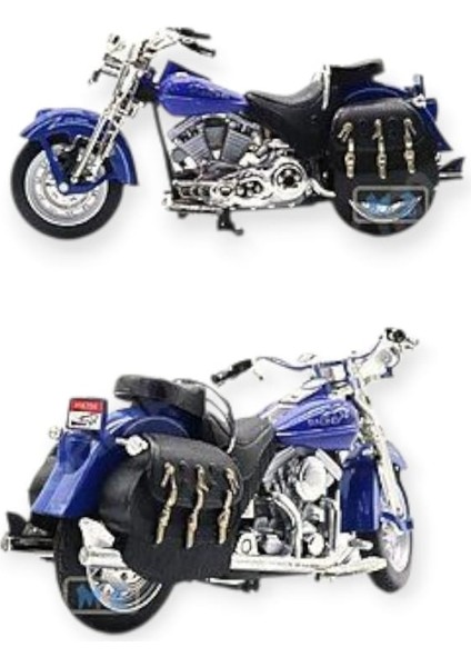 1:12 Ölçekli Model Motosiklet - Classic - HX796 - Mavi (Lisinya)