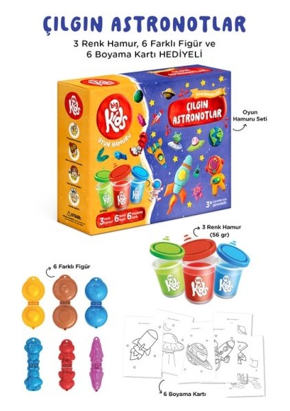 Çılgın Astronotlar Oyun Hamuru Seti (15 Parça - 340 Gr)