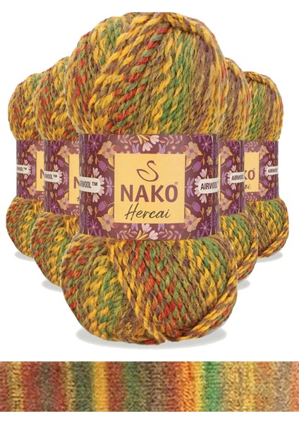 5 Adet Hercai Ebruli Hırka Kazak Atkı Bere El Örgü Ipi Yünü 7252