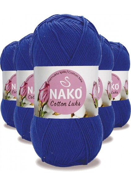 5 Adet Cotton Lüks Yelek Tunik Kazak Bluz Hırka Ipi Yünü Saks Mavi 97561