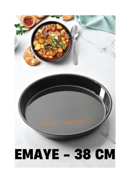 Emaye Fırın Tepsisi Siyah - Yuvarlak Emaye Fırın Tepsisi 38 cm fiyatları