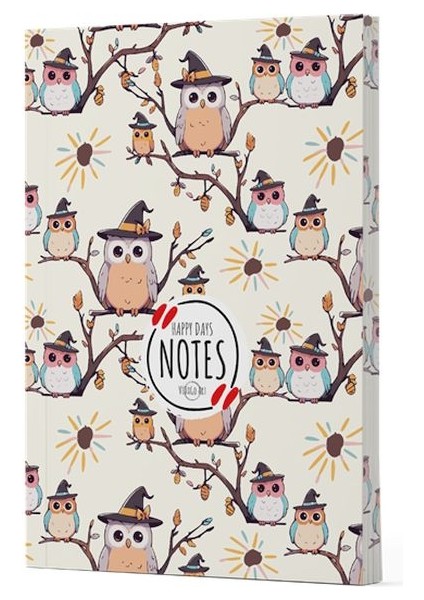 Baykuş 7 - Yan Boyamalı Çizgili Defter