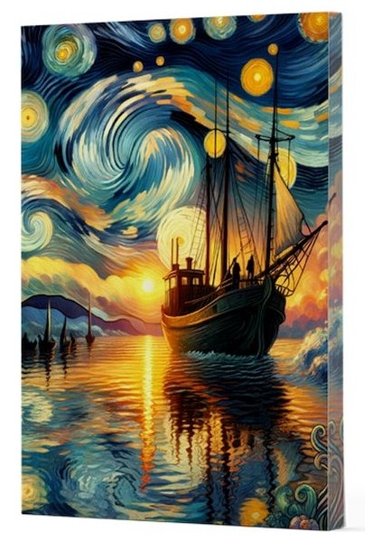 Van Gogh 2 - Gemi Çizgili Yan Boyamalı Defter