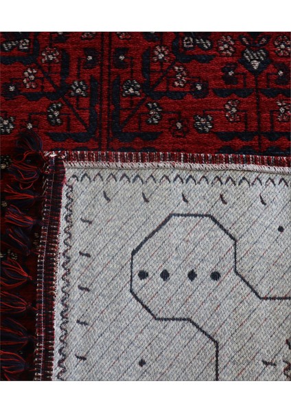 Afgan Kırmızı Salon Halısı Arte Etnik Kilim Yıkanabilir Mutfak Halısı Kaymaz Taban Dekoratif Halı Örgü Saçaklı Yatak Odası
