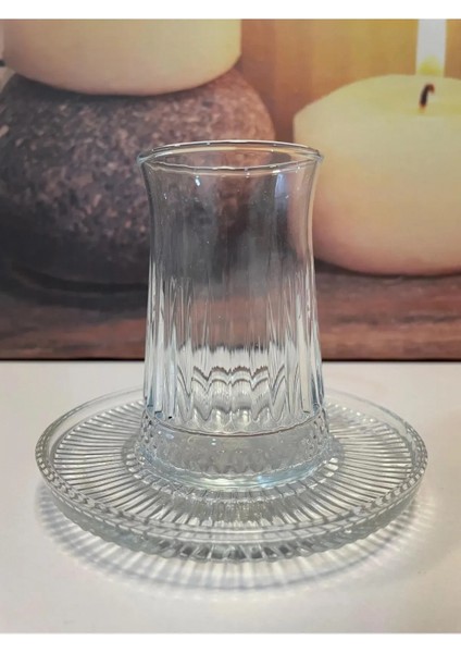 Müge 6'lı Cam Çay Tabağı Çay Tabak Altlığı -TG-2023