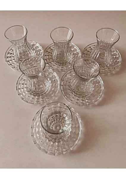 Alin Adela 6'lı Cam Çay Tabağı Çay Tabak Altlığı -RYG8030 fırsatları