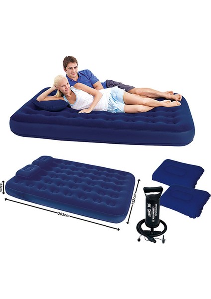 Bestway 67374 Çift Kişilik Şişme Yatak (203CMX152CMX22CM) -2 Adet Yastık ve El Pompası Hediye