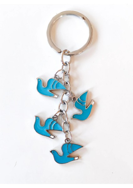 Kanat Çırpan Mavi Güvercilerden Metal Anahtarlık