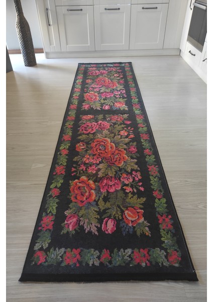 Karabağ Salon Halısı Makinede Yıkanabilir Kilim Kaymaz Taban Mutfak Halısı Dekoratif Dijital Baskı Kilim Modelleri Kırmızı Siyah Yolluk indirimleri