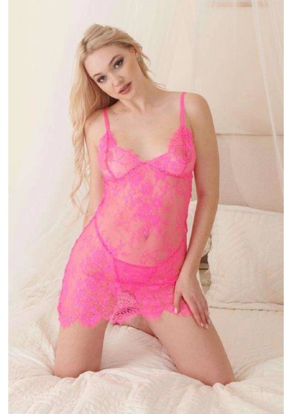 Kadın Şık Rahat Fantezi Gecelik 4015 Pembe -