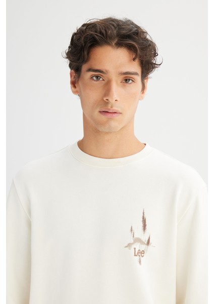 Regular Fit Normal Kesim Bisiklet Yaka Baskılı Ekru Sweatshirt fırsatları