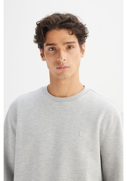 Regular Fit Normal Kesim Bisiklet Yaka Baskılı Gri Melanj Sweatshirt fırsatları