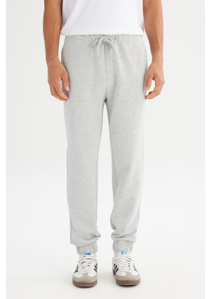 Regular Fit Normal Kesim Ribanalı Paça Gri Melanj Sweatpant Eşofman Altı fiyatları