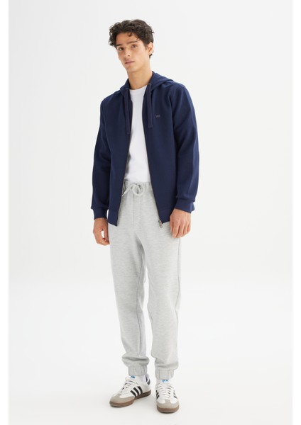 Regular Fit Normal Kesim Kapüşonlu Fermuarlı Lacivert Sweatshirt Ceket fiyatları