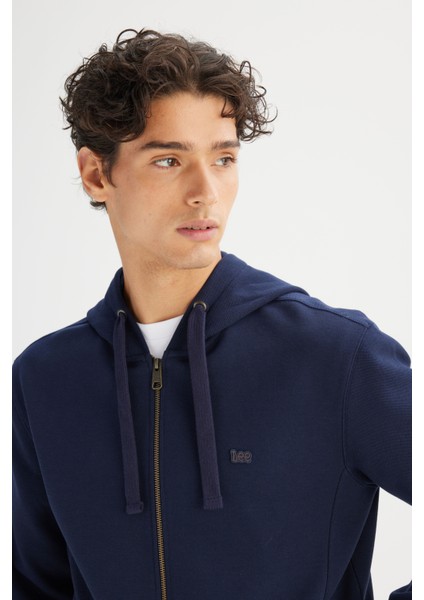 Regular Fit Normal Kesim Kapüşonlu Fermuarlı Lacivert Sweatshirt Ceket fırsatları
