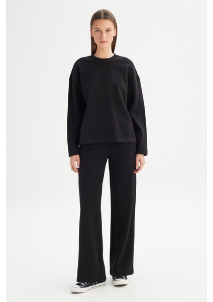 Straight Fit Düz Kesim Normal Bel Siyah Sweatpant Eşofman Altı modelleri