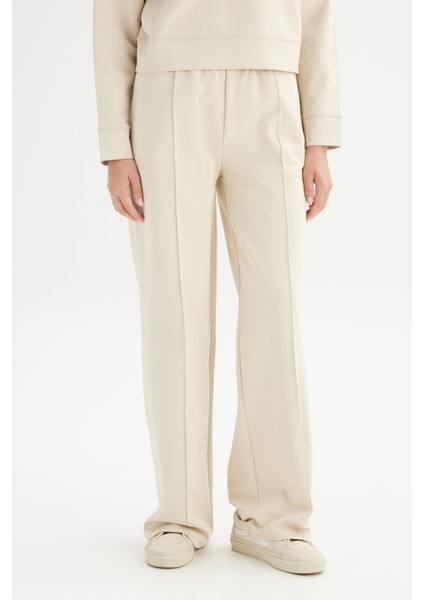 Loose Fit Geniş Paça Bej Pamuklu Esnek Sweatpant fiyatları