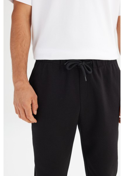 Regular Fit Normal Kesim Ribanalı Paça Siyah Sweatpant Eşofman Altı fırsatları