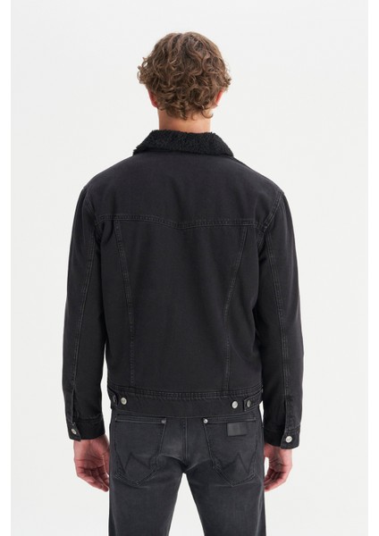 %100 Pamuk Regular Fit Normal Kesim Sherpa Detaylı Siyah Denim Ceket indirimleri
