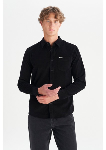 %100 Pamuk Regular Fit Normal Kesim Klasik Yaka Cepli Kadife Gömlek modelleri