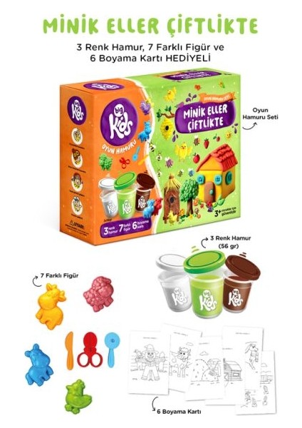 Minik Eller Çiftlikte Oyun Hamuru Seti (16 Parça - 340 Gr)
