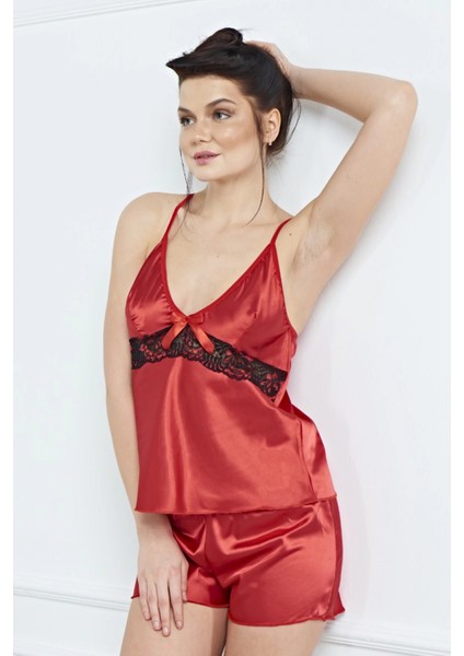 Kadın Şık Saten Gecelik Takım 3524 -