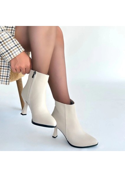 Mişha Bej Cilt Topuklu Bot fırsatları