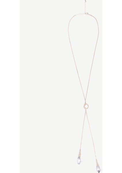 Cam Taş Detaylı Uzun Kolye