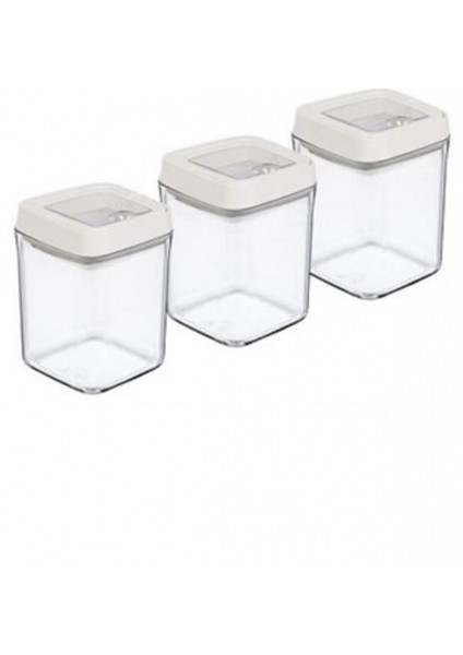Vakumlu Erzak Kavanozu Kare 3lü Set -OKY-234