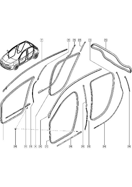 Renault Kapı Ust Conta Arka Sag Clıo Iıı