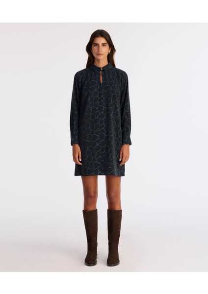 A Form Gömlek Yaka Uzun Kol Elbise