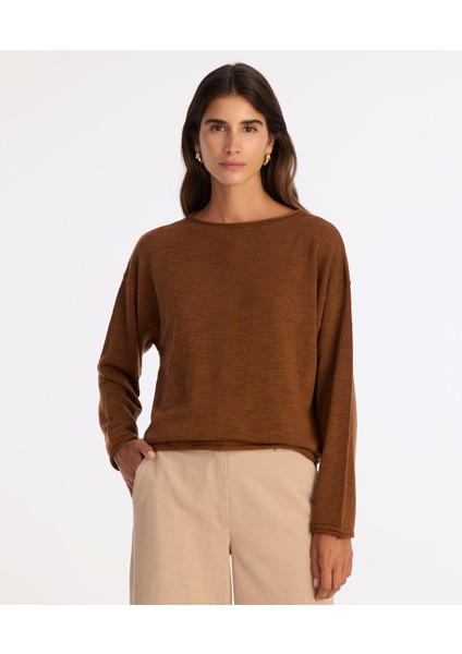 Geniş Yarım Balıkçı Yaka Uzun Kol Kazak