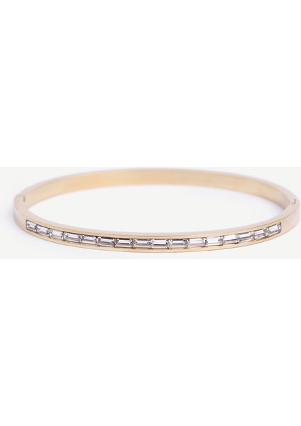 Cam Taş Detaylı Gold Bileklik