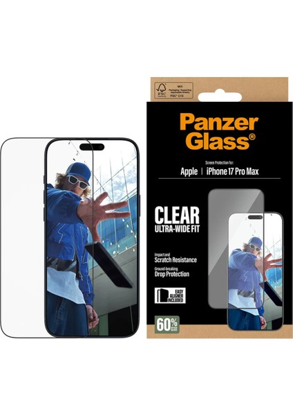 iPhone 17 Pro Max Uwf Şeffaf Cam Ekran Koruyucu (Hizalama Aparatlı)