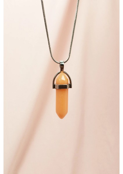 Himalaya Doğal Taşı Zincirli El Yapımı Tasarımlı Kolye Uç: 3,5 cm Zincir: 20 cm Kutulu