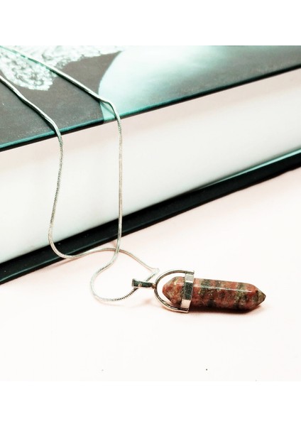 Kantaşı Doğal Taşı Zincirli El Yapımı Tasarımlı Kolye Uç: 3,5 cm Zincir: 20 cm Kutulu modelleri