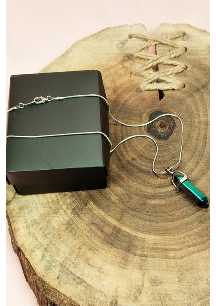 Hematit Doğal Taşı Zincirli El Yapımı Tasarımlı Kolye Uç: 3,5 cm Zincir: 20 cm Kutulu fırsatları