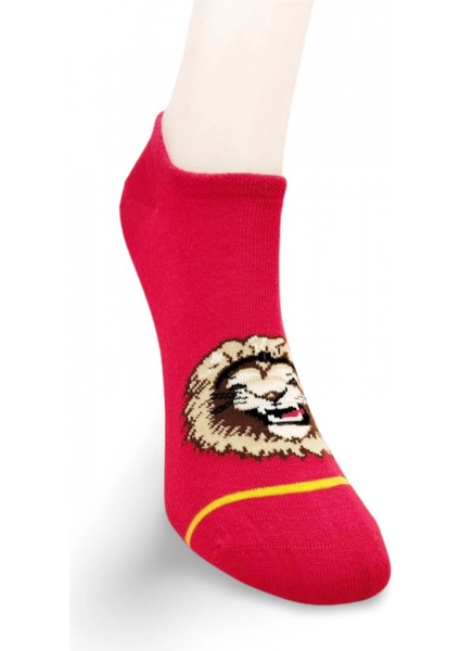 Sarı Kırmızı Aslan Desenli Sportif Unisex Kısa Bilek Çorap Yazlık 1 Çift