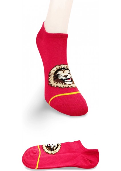 Sarı Kırmızı Aslan Desenli Sportif Unisex Kısa Bilek Çorap Yazlık 1 Çift fiyatları