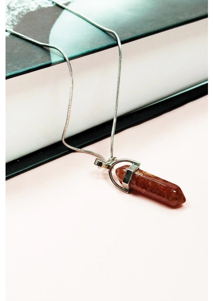 Jasper Doğal Taşı Zincirli El Yapımı Tasarımlı Kolye Uç: 3,5 cm Zincir: 20 cm Kutulu modelleri