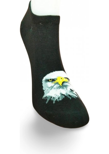 Siyah Beyaz Kartal Desenli Sportif Unisex Kısa Bilek Çorap Yazlık 1 Çift