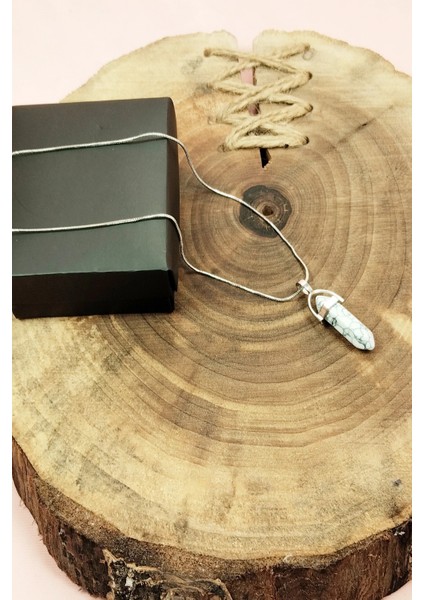 Havlit Doğal Taşı Zincirli El Yapımı Tasarımlı Kolye Uç: 3,5 cm Zincir: 20 cm Kutulu fırsatları