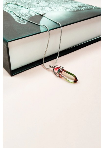 Anyolit 2 Doğal Taşı Zincirli El Yapımı Tasarımlı Kolye Uç: 3,5 cm Zincir: 20 cm Kutulu modelleri