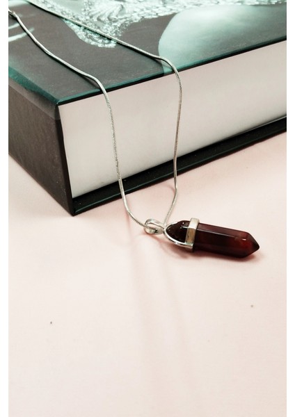 Granit Doğal Taşı Zincirli El Yapımı Tasarımlı Kolye Uç: 3,5 cm Zincir: 20 cm Kutulu modelleri