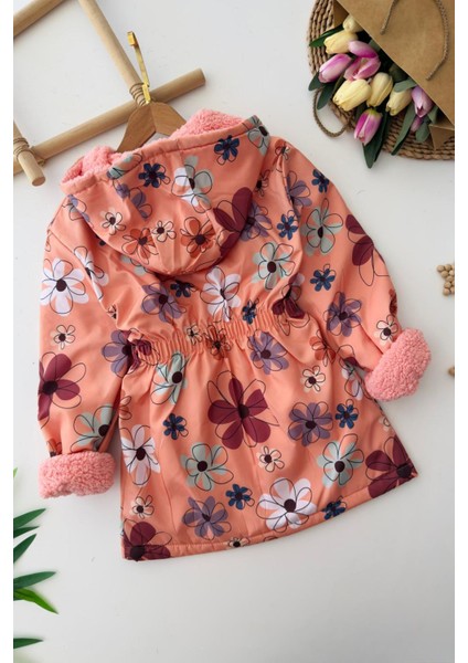 Çiçek Baskılı Içi Welsoft Kız Çocuk Mevsimlik mont - Turuncu fiyatları
