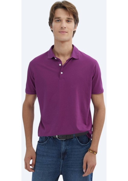 Mürdüm Düz Polo Yaka %100 Pamuk T-Shirt indirimleri