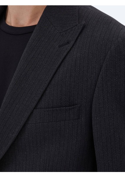 Siyah Çizgili Modern Fit Ceket fırsatları