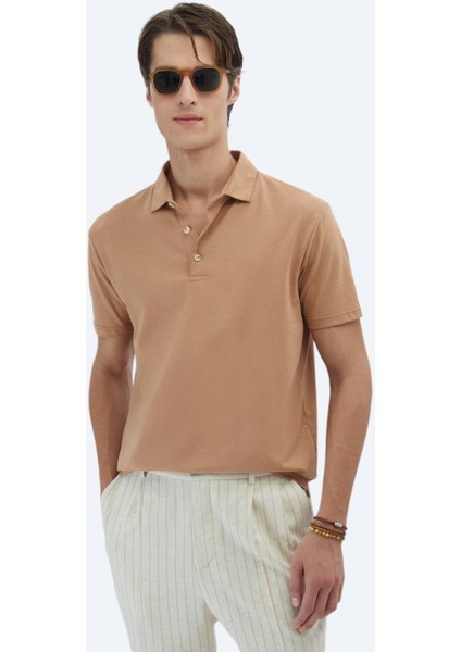 Vizon Düz Polo Yaka %100 Pamuk T-Shirt