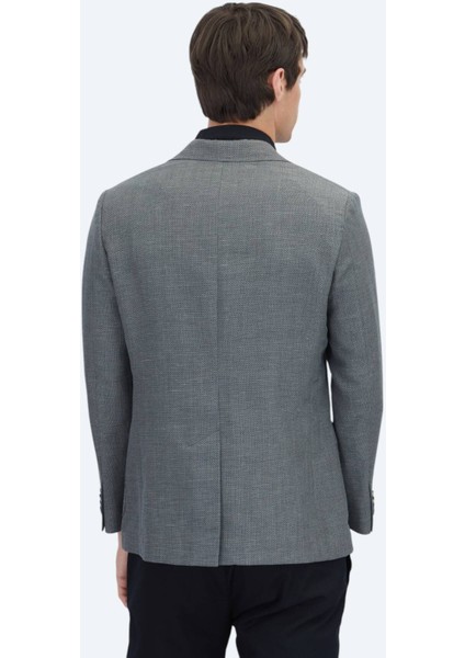 Antrasit Düz Modern Fit Yün Karışımlı Ceket